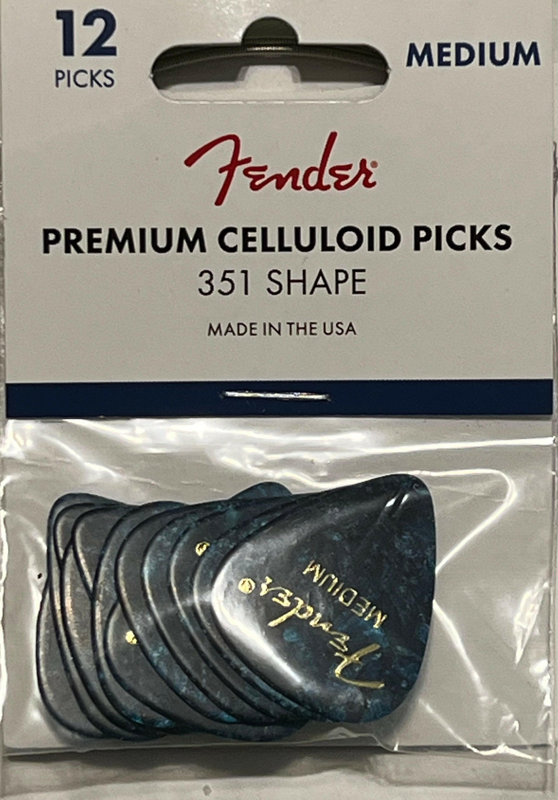 Fender 351 Shape Premium Picks Dark Cyan Blue Pack of 12.