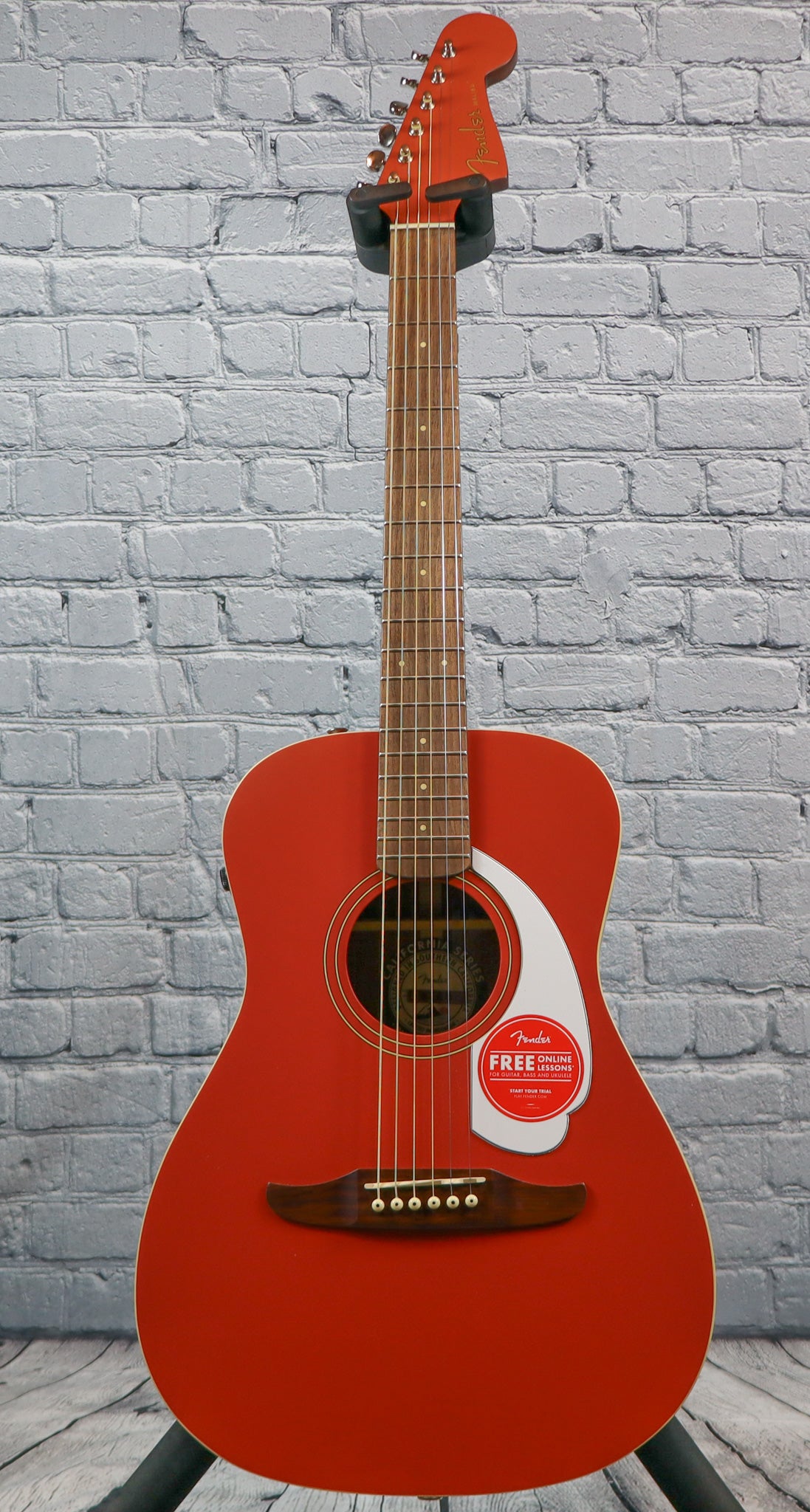 Fender Malibu Player Acoustic/Electric Guitar-Fiesta Red