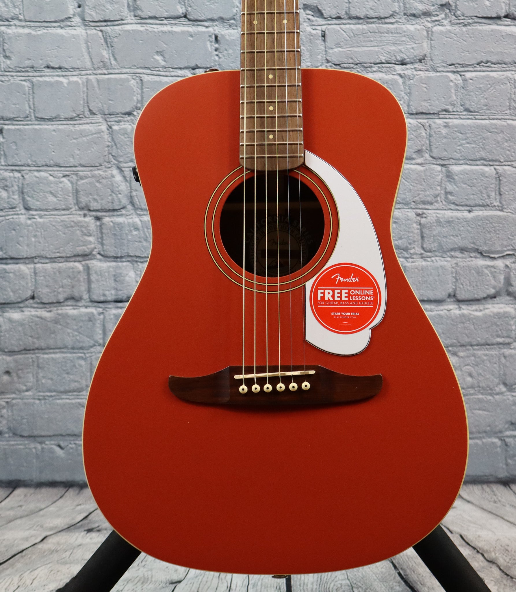 Fender Malibu Player Acoustic/Electric Guitar-Fiesta Red