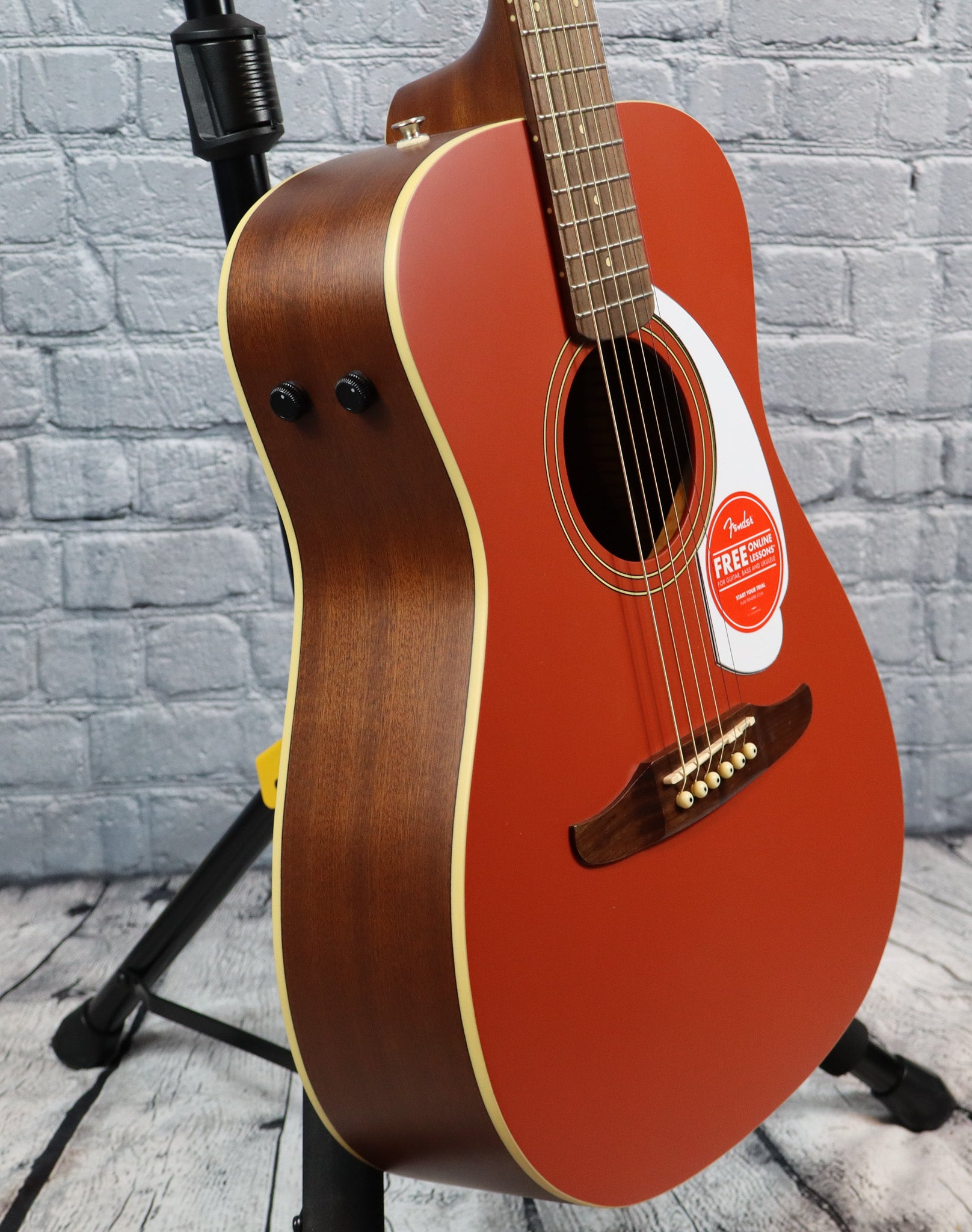 Fender Malibu Player Acoustic/Electric Guitar-Fiesta Red