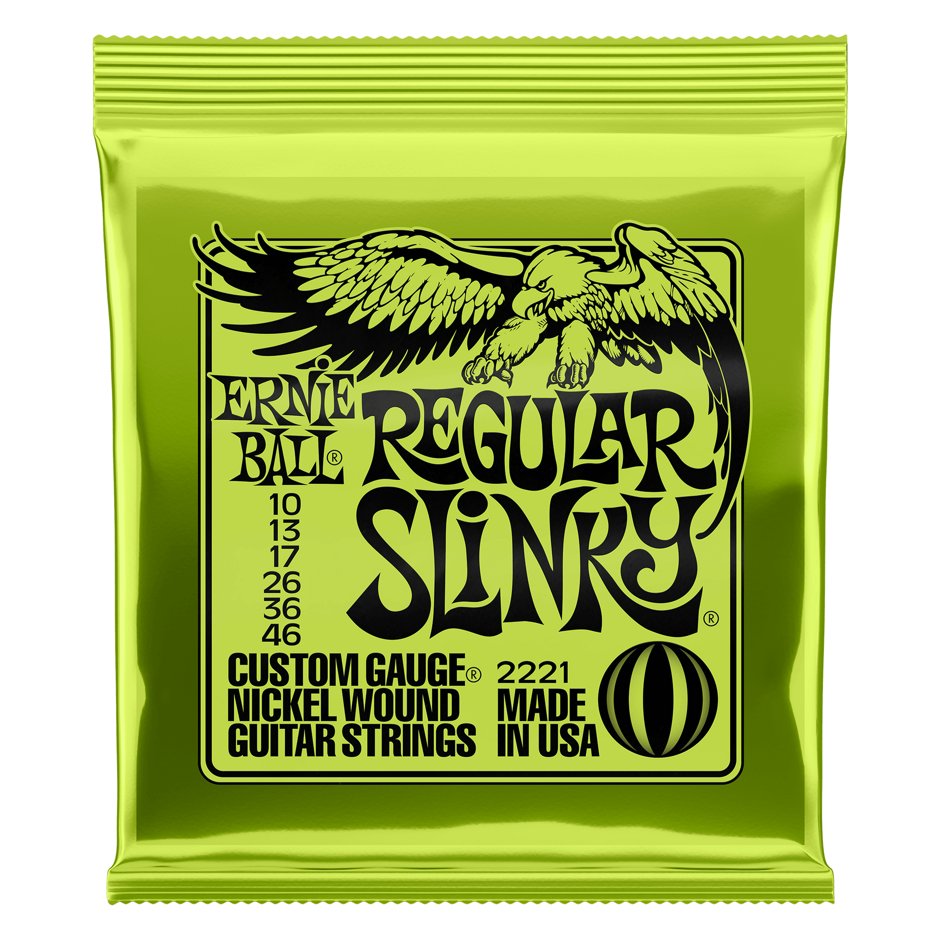 Ernie Ball 2221 Regular Slinky Nickel Electric Guitar Strings (10-46) - Silver.