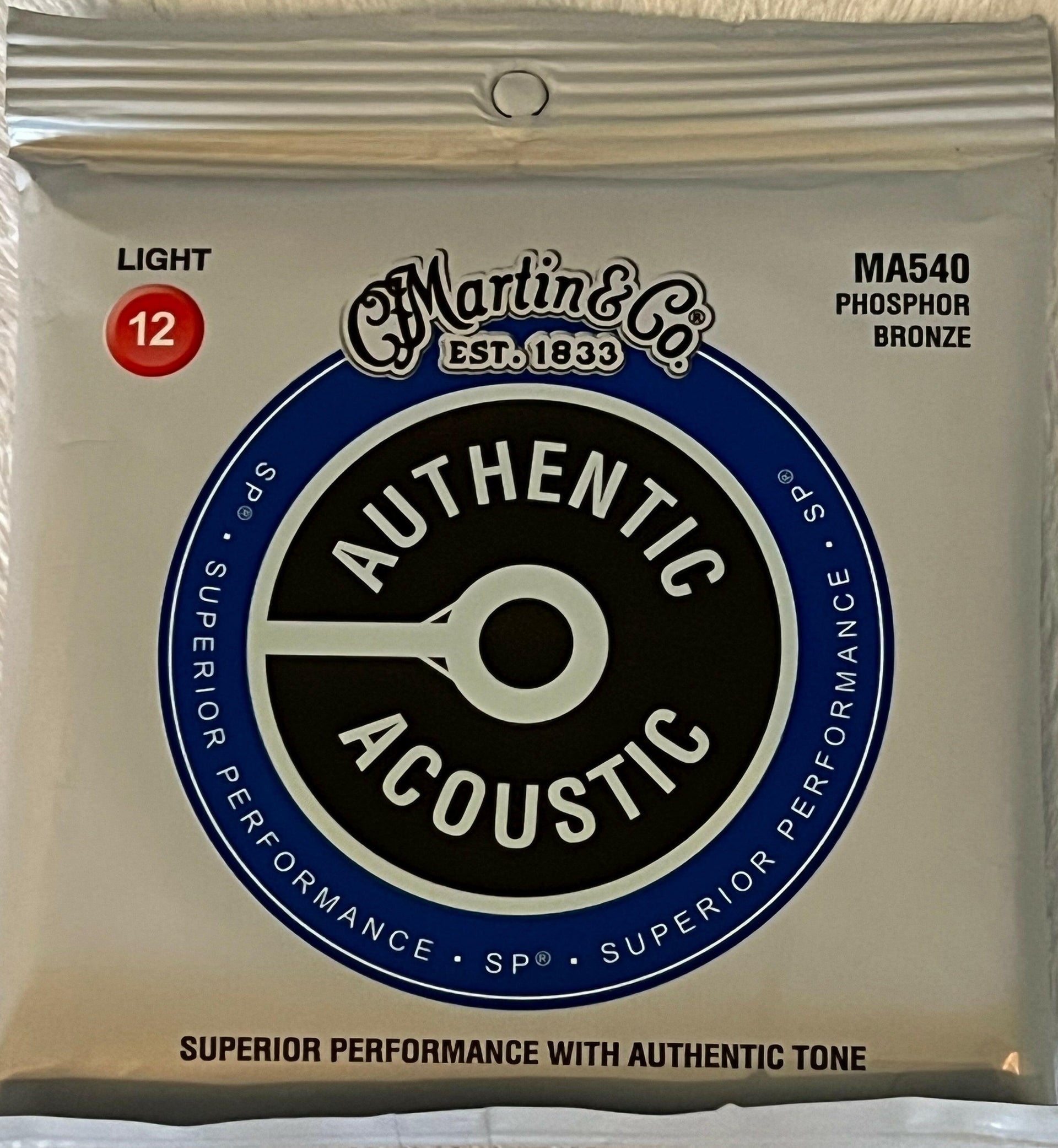 Martin MA540 Authentic Acoustic SP Phosphor Bronze Acoustic Guitar Strings - Light (.12 - .54).